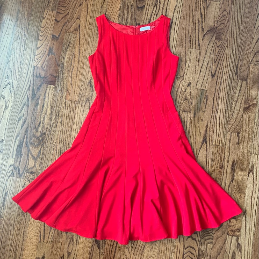 ❤️CALVIN KLEIN Red Fit-N-Flare Dress - Fitted Bodice  - Lined - LIKE-NEW – Sz 4